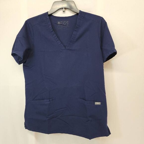Figs Size Small Technical Collection Dark Blue Short Sleeve Scrub Top Nursing Na - Picture 1 of 6